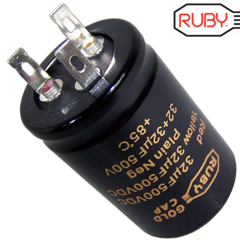 Ruby Gold Cap 16uF + 16uF 500Vdc Electrolytic Capacitor Ruby Gold Cap 16uF + 16uF 500Vdc Electrolytic Capacitor