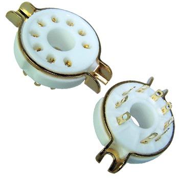 Ceramic Chassis mount, B9A, Magnoval base, gold plated Ceramic Chassis mount, B9A, Magnoval base, gold plated