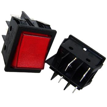 DPST Rocker Switch, Wide Bodied, Red Illuminating DPST Rocker Switch, Wide Bodied, Red Illuminating