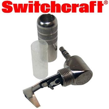 Switchcraft 3.5mm Right Angle Stereo Jack Plug, nickel plated Switchcraft 3.5mm Right Angle Stereo Jack Plug, nickel plated