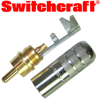 Switchcraft nickel shell, gold phono plug (straight) Switchcraft nickel shell, gold phono plug (straight)